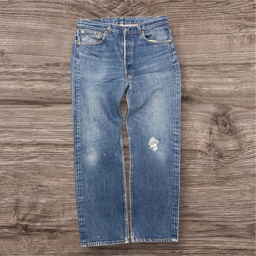 Vintage Levis 501 34 x 30 Made in USA Mens Blue Straight Leg Denim Jeans
